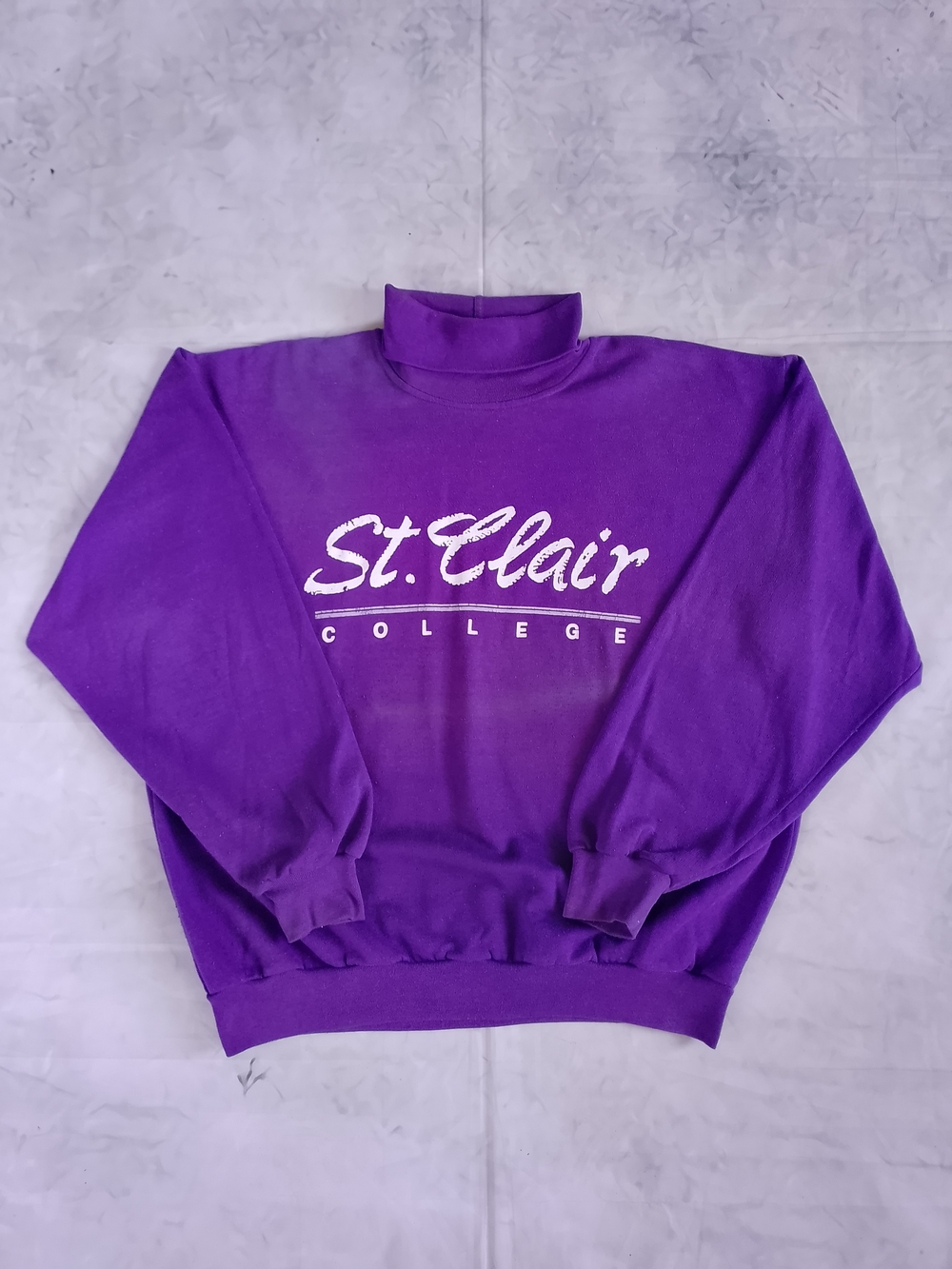 Vintage 90s St. Clair College Purple Turtleneck Sweatshirt